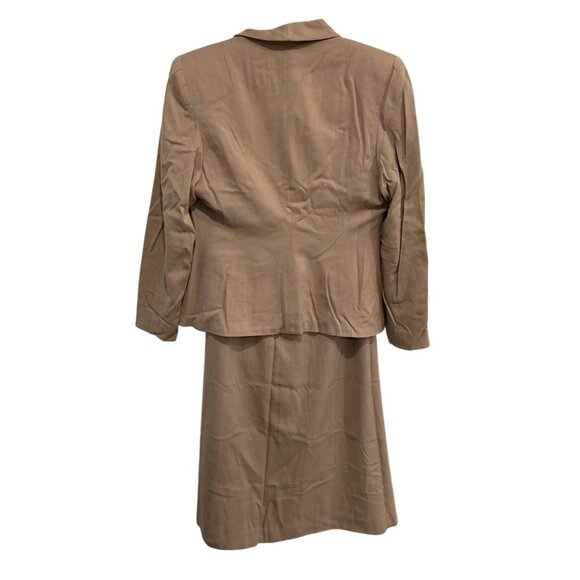Vintage Selby Bonfields Birmingham Suit Set Tan Blazer Skirt Virgin Wool - Picture 2 of 13